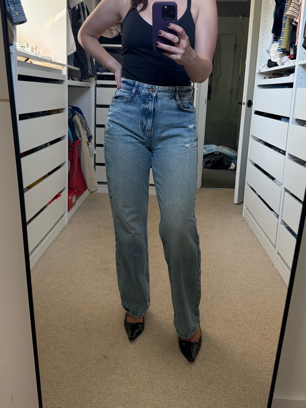 Zara Straight-Leg Jeans in Light Blue Wash